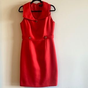 Size 8 Tahari Red midi dress with neck detail